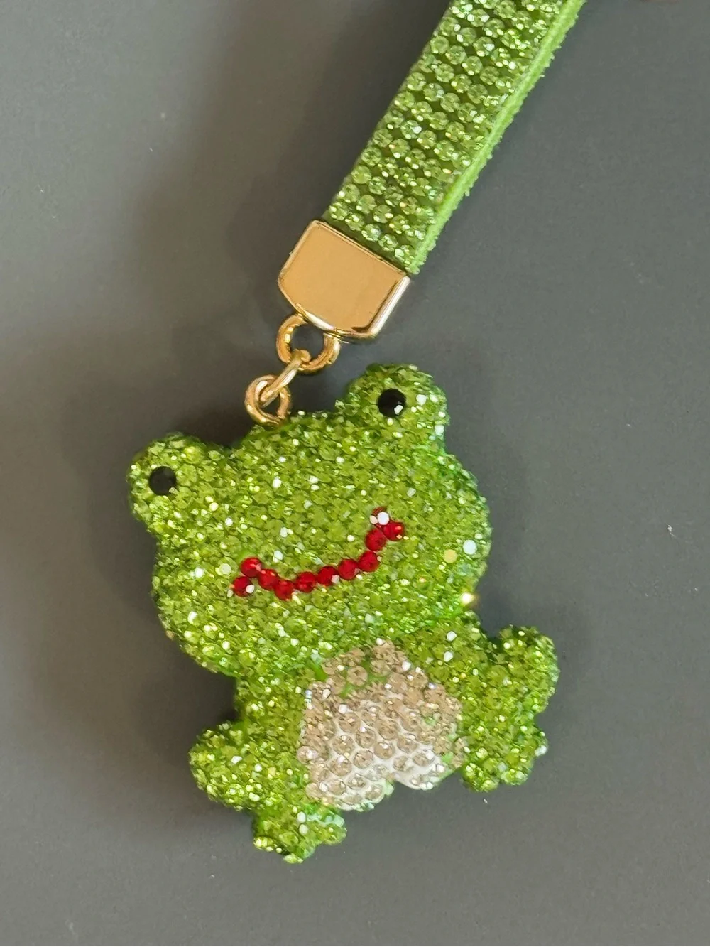 Mint Rhinestone Frog Keychain Bag Charm NWT